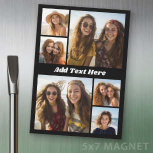 6 Photo Collage White Text - Refrigerator Magnet