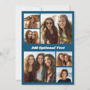 6 Photo Collage with Chunky Text -Modern Dark Blue Holiday Card