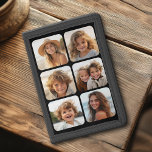 6 Photo Collage with Rounded Corners on black Trifold Wallet<br><div class="desc">Use square cropped photos for best results. This 6 photo modern grid with a collage and rounded corners. Add your favourite pictures to this film strip for a fun memory keeper. An artistic way to display your best photo sharing pics.</div>