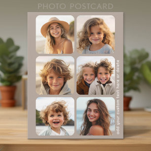 6 Photo Collage with text on taupe Postcard
