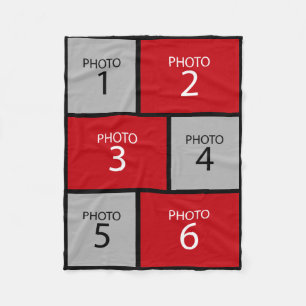 6 Photo Collage - you can change background colour Fleece Blanket