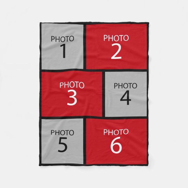 6 Photo Collage - you can change background colour Fleece Blanket (Front)