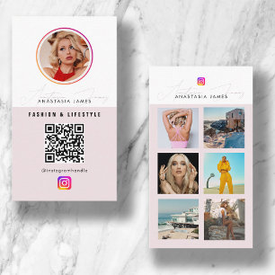 6 Photo Feed Grid Social Media QR Code  Business Card
