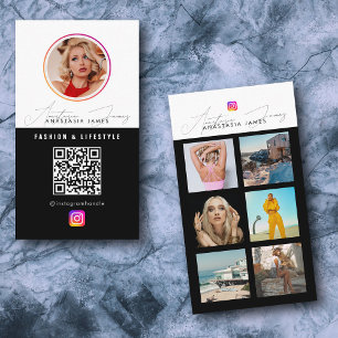 6 Photo Feed Grid Social Media QR Code  Business Card