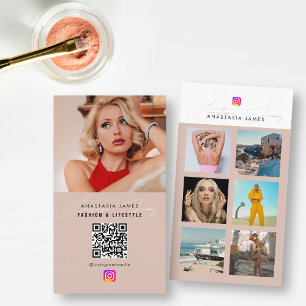 6 Photo Feed Grid Social Media QR Code Business Card