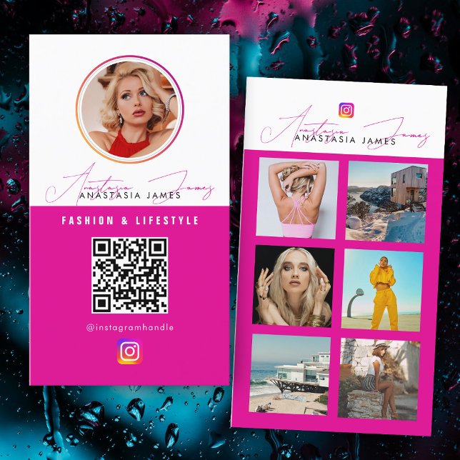 6 Photo Feed Grid Social Media QR Code  Business Card (6 Photo Feed Grid Social Media QR Code Business Card)
