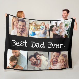 6 Photo Fun Best Dad Ever Collage Black and White Fleece Blanket