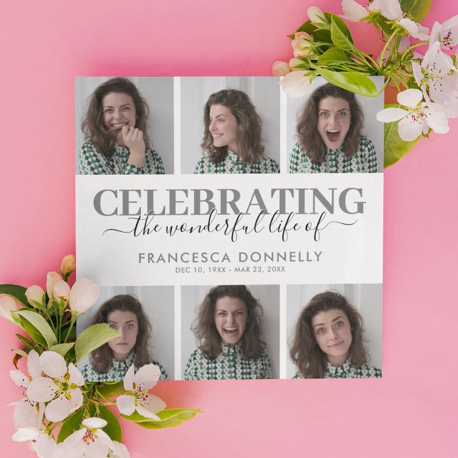 6 Photo Funeral Memorial Invitation (Creator Uploaded)