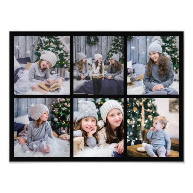 6 Photo Gallery Grid Display Black Ready To Frame (Front)