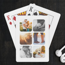 6 Photo Grid Template Rounded Frame Playing Cards