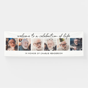 6-Photo Handwritten Script Celebration of Life Banner