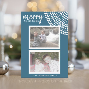6 Photo Holiday Snowflakes - Blue Holiday Card