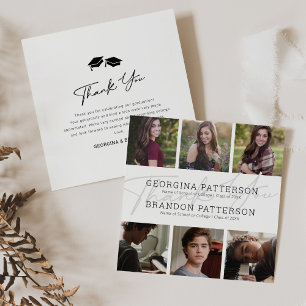 6 Photo Joint Graduation Thank You Card