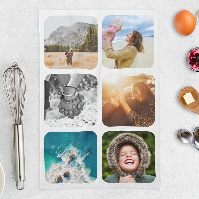 6 Photo Kitchen Towel Template Grid Rounded Frame (Creator Uploaded)