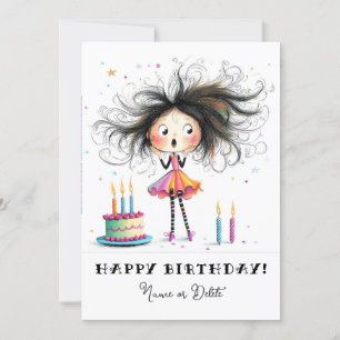 * 6 PHOTO NAME Birthday Card Personalise Whimsical