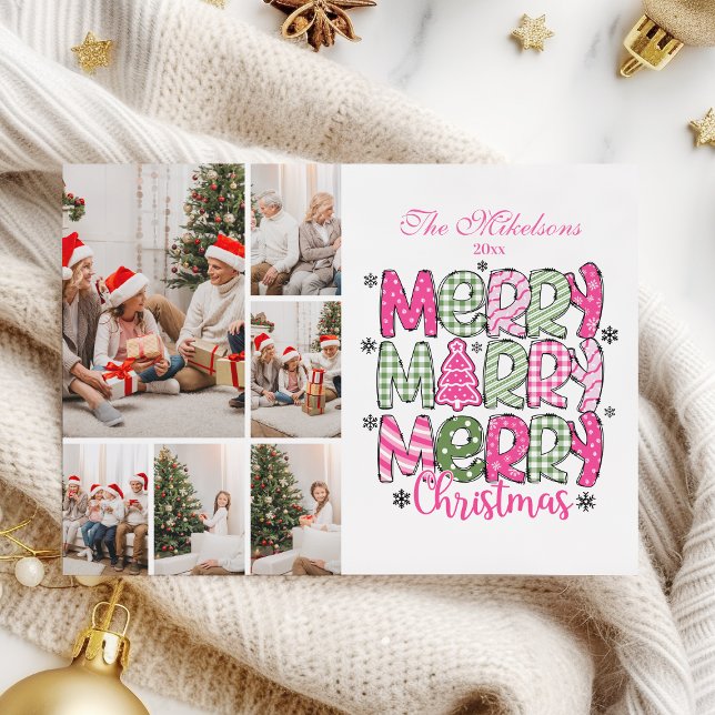 6 Photo Pink Green Merry Christmas Holiday (Creator Uploaded)