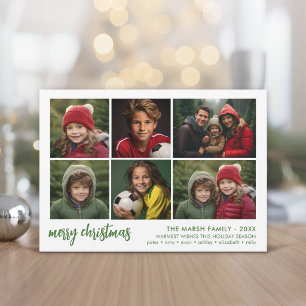 6 Photo Script Merry Christmas - White Border Holiday Card