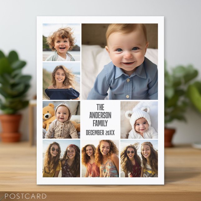 6 Photo Template with 2 Lines of Text Postcard (Photo Postcard - Customize with your pictures)