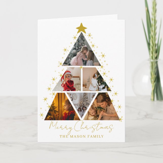 6 Photo Tree Shape Christmas Card (Front)