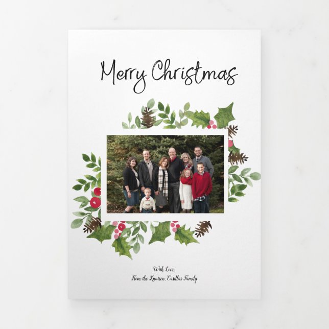 6 Photo Watercolor Trifold Christmas Card (Cover)