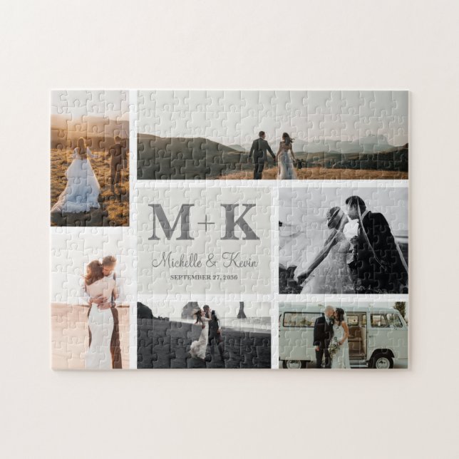 6 Photo Wedding Collage Newlyweds Keepsake Jigsaw Puzzle (Horizontal)