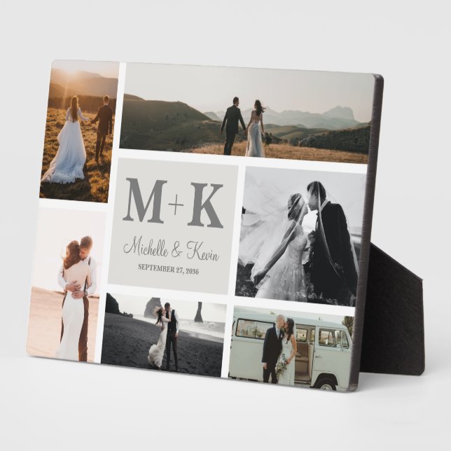 6 Photo Wedding Collage Newlyweds Keepsake Plaque (Side)