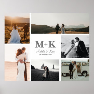 6 Photo Wedding Collage Newlyweds Keepsake Poster