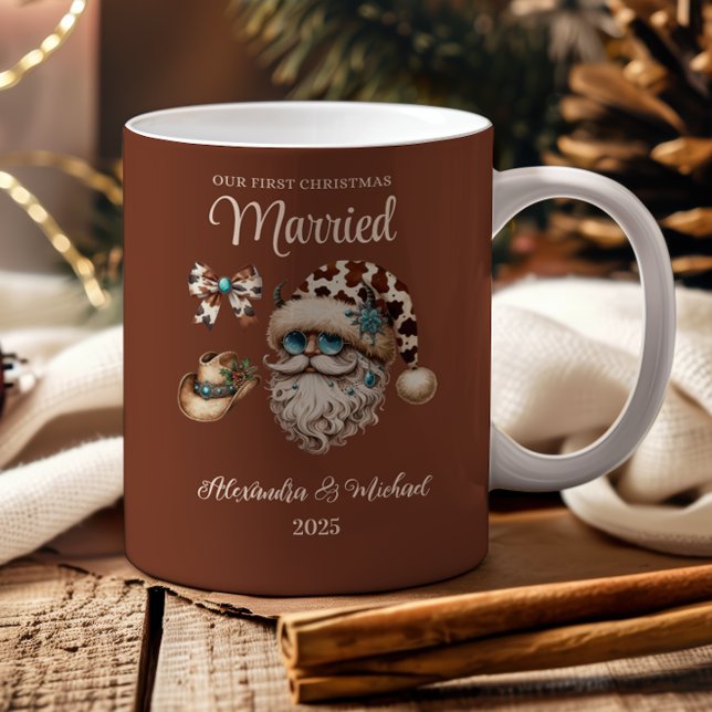 6 Photo Western First Christmas Married Two-Tone Coffee Mug (Creator Uploaded)