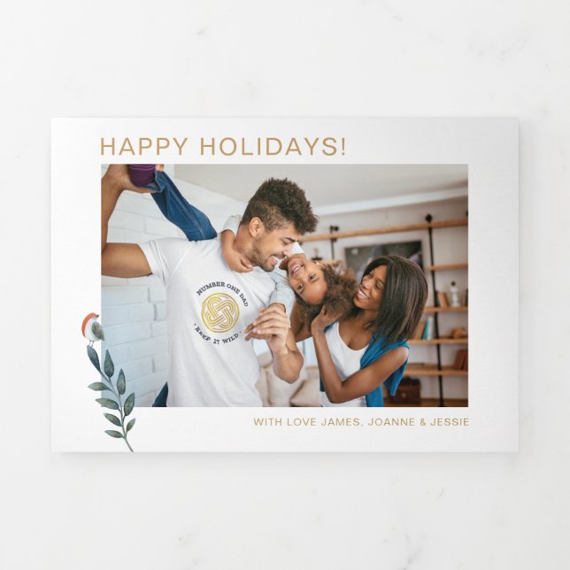 6 Photo Year In Review Christmas Newsletter Tri-Fo Tri-Fold Holiday Card (Cover)