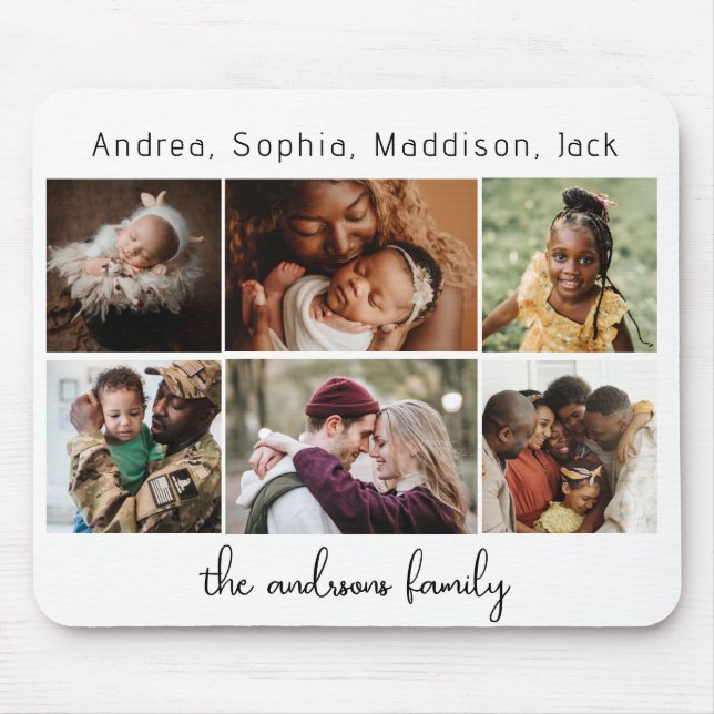 6 Photos and family names  Mouse Mat (Front)