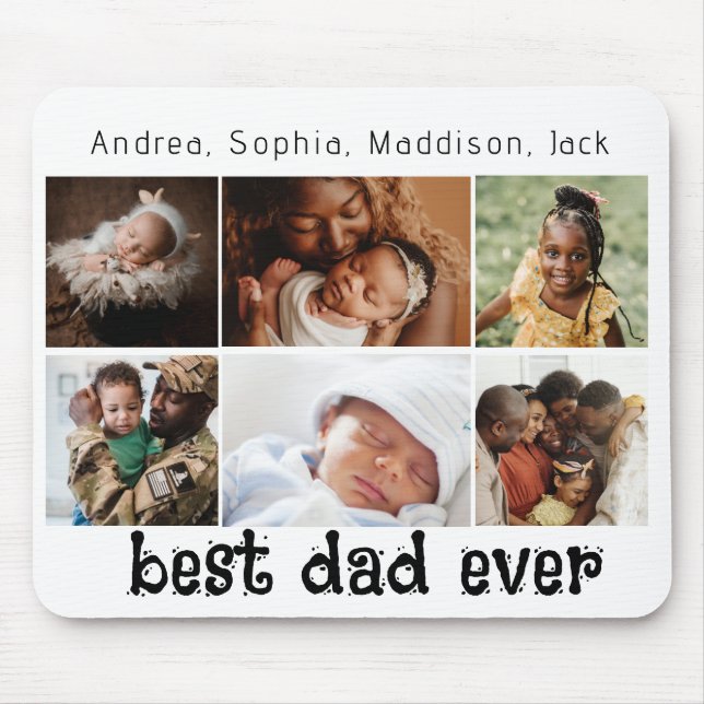6 Photos best dad ever  Mouse Pad (Front)