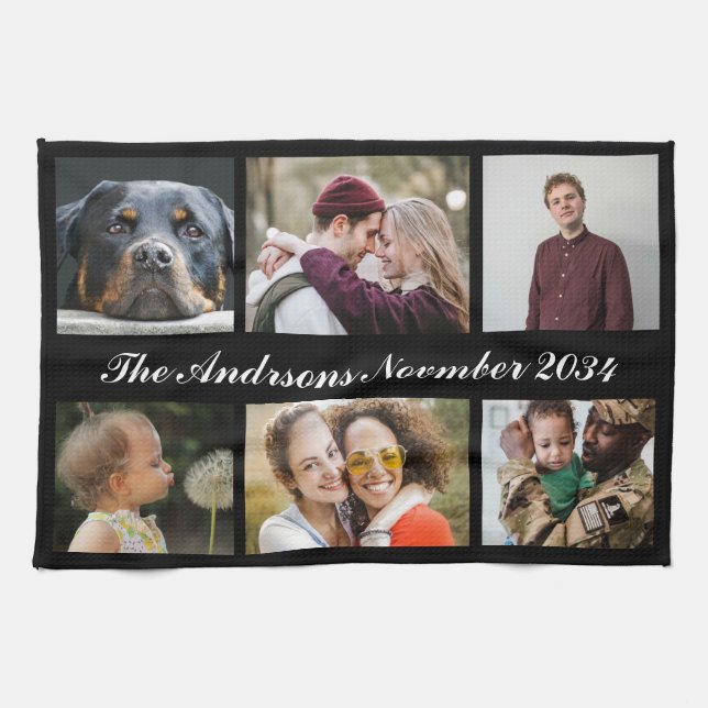 6 Photos collage instagram grandma Kitchen Towels (Horizontal)