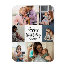 6 Photos Collage Personalised Script Birthday