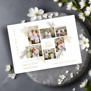 6 Photos Collage Wedding Botanical Branches Frame Save The Date