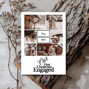 6 Photos Elegant First Christmas Engaged Holiday Card