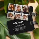 6 Photos with White Text on Black Luggage Tag<br><div class="desc">A collage of 6 square photos with a line of text highlighted in the middle. Add "GRANDPA" or "DADDY" with photo of the kids and make a cute memento for the family. Add your favourite pics to this fun template. You can use square photos or any photos for this grid....</div>