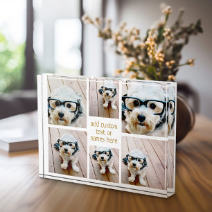 6 pic Collage Minimalist - Gold and White Grid Photo Block