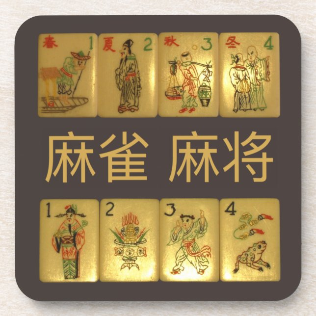 6 plastic coasters – 麻雀  麻将  Flowers & Seasons (Front)