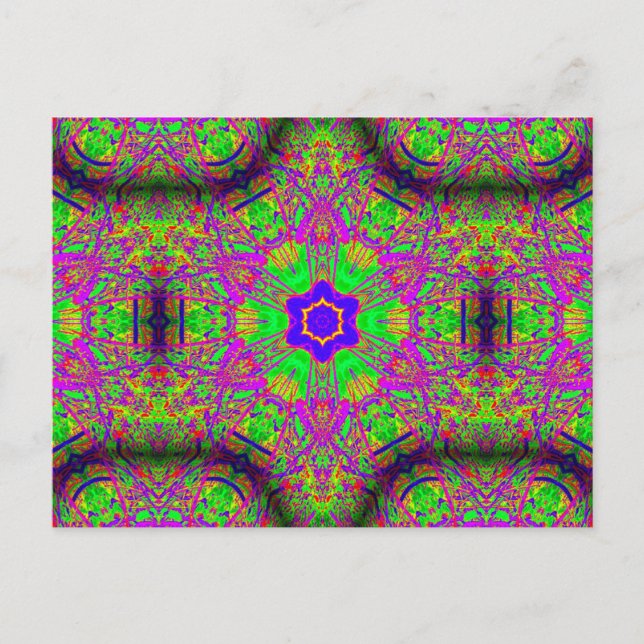6-point blue start purple and yellow geometric postcard (Front)
