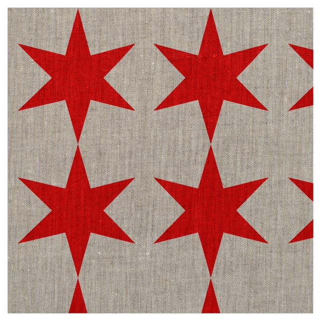 6-Pointed Chicago Flag Red Star Fabric (Swatch)