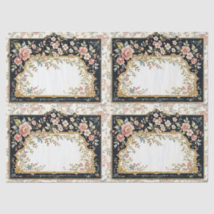 6 Pretty Vintage Ornate Panel Tissue Papers Paper