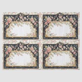 6 Pretty Vintage Ornate Panel Tissue Papers Paper