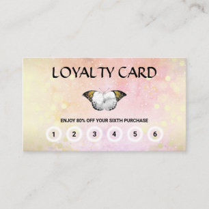 *~* 6 Punch Butterfly Moth Magic Peach Gold Loyalty Card