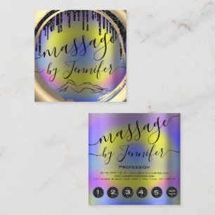 6 Punches Massage Spa Wellness Studio Gold Framed Square Business Card