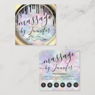6 Punches Massage Spa Wellness Studio Holograph Square Business Card
