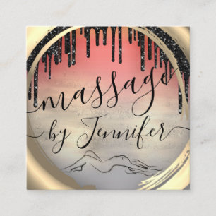 6 Punches Massage Spa Wellness Studio Unique Gold Square Business Card