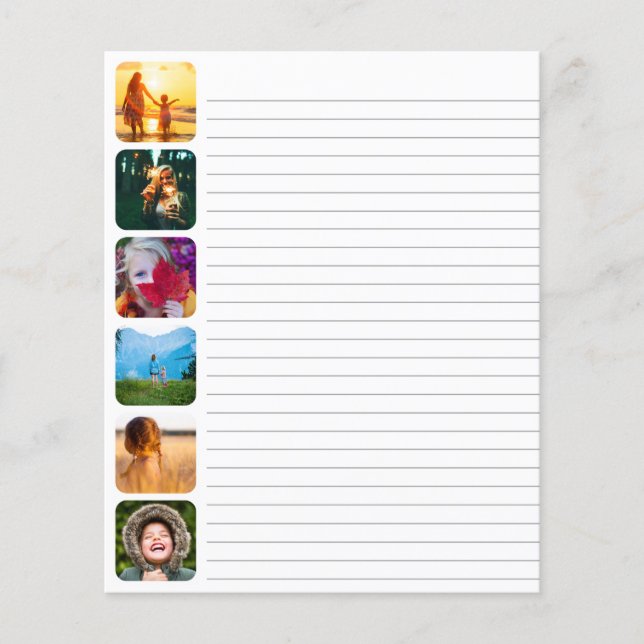 6 Rounded Photo Template Lined Paper Pieces (Front)