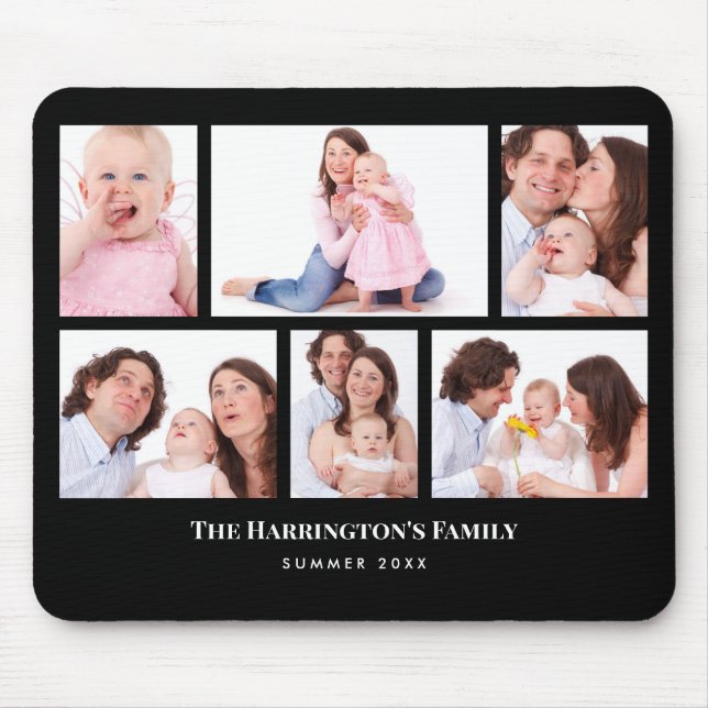 6 Sections Custom Photo Black Frames Mouse Mat (Front)