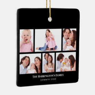 6 Sections Custom Photo Elegant Black Frames Ceramic Ornament