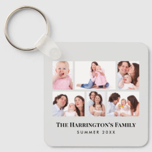 6 Sections Custom Photo Minimalist Grey Frames Key Ring